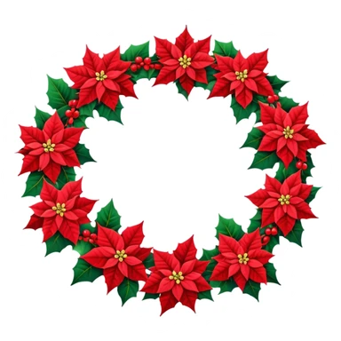 Red poinsettia wreath sticker