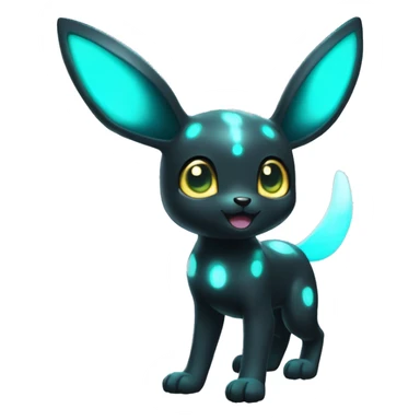 White Shiny Umbreon with glowing cyan markings full body sticker