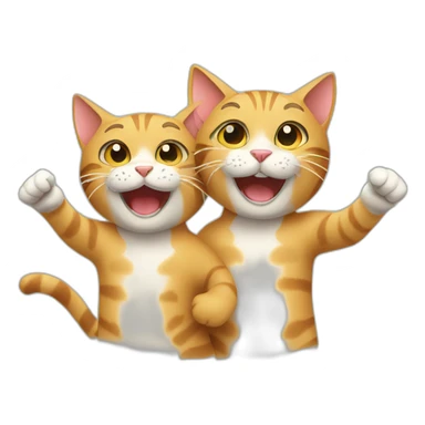 two happy cats cheering sticker