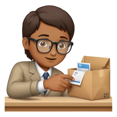 person picking up a package or order at a counter sticker