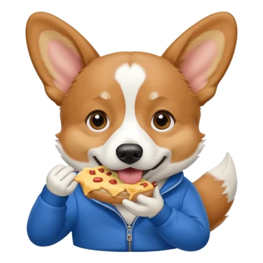 perrita caricatura gorgi gales comiendo con ropa celeste sticker