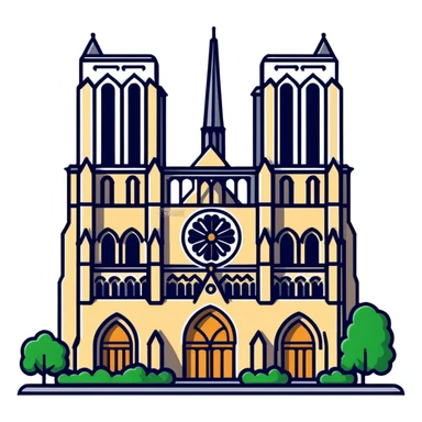 Notre Dame Cathedral in Paris with its iconic Gothic architecture and towers sticker