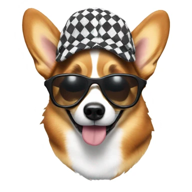 Corgi with checkered cap and sunglasses sticker