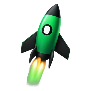 green and black rocket ship sticker
