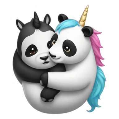 Unicorn hugging a panda sticker