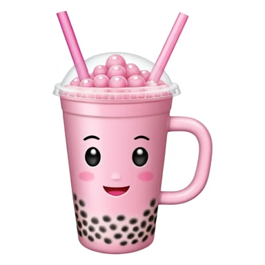 Pink mug with bubble tea sticker
