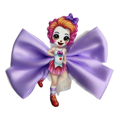 Pretty lavender clown girl long hair bows sticker