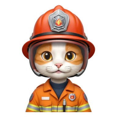 Cat firefighter, uniform including helmet of uniform sticker