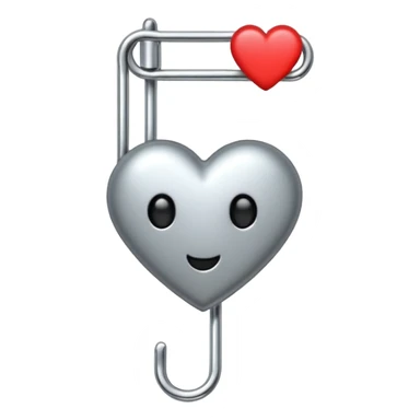 emo safety pin with a heart charm sticker