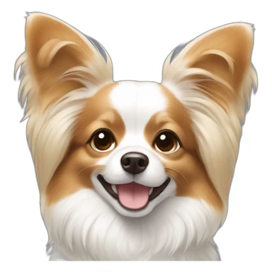 papillon dog white short hair with light brown ears smiling daisy collar sticker