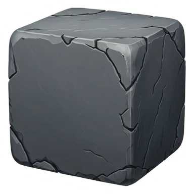 Create a dark gray stone cube, worn and weathered, with rounded and smoothed edges, realistic texture, and subtle imperfections sticker
