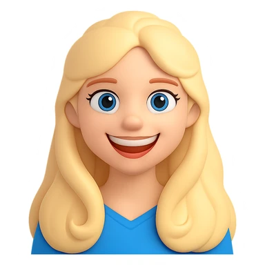 Make her smile wider in the style of 3D emoji with transparent background. The original style '3d-emoji' does not support editing, so using the general style to respect the 3D emoji look. sticker