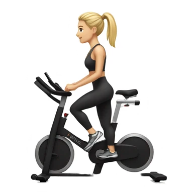 Blonde woman with ponytail and leggings on stationary bike sticker