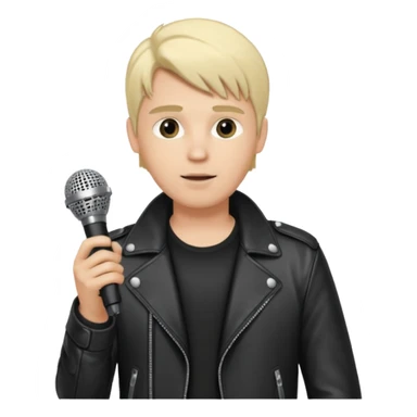 lether jacket  blonde man holding microphone sticker