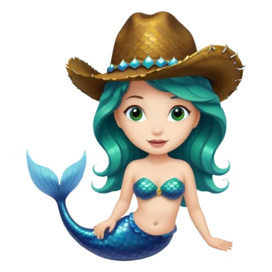 Mermaid wearing a cowboy hat sticker