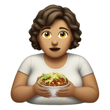 Fat brunette girl eating chipotle sticker