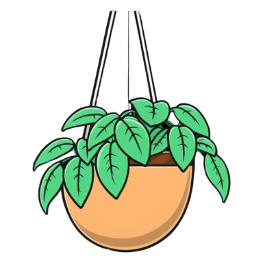 Plectranthus Verticillatus creeping charlie plant with trailing vines in a coconut fiber hanging basket sticker