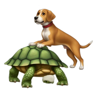 Chien sur une tortue sticker