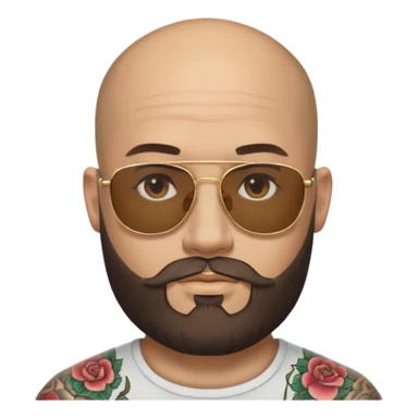   tattooed baldies with  sun glass with bearded sticker
