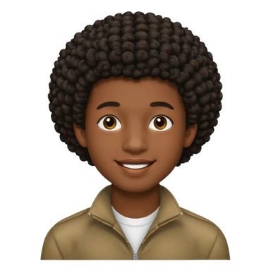 Une homme de 17 ans il a la peau noir foncé , des lèvres pulpeuses  . Il a un taper bouclé afro très court  sticker