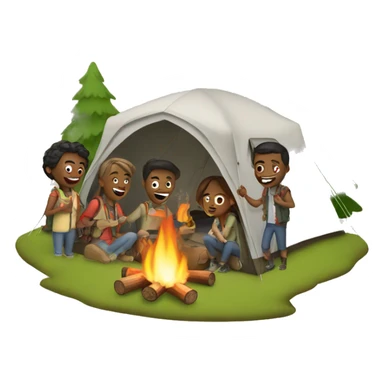 6 friends camping  sticker