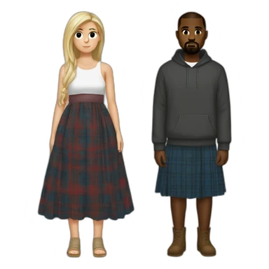 Kanye west wear Scottish long dress sticker