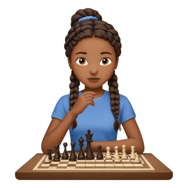 black girl with braid playing chess sticker