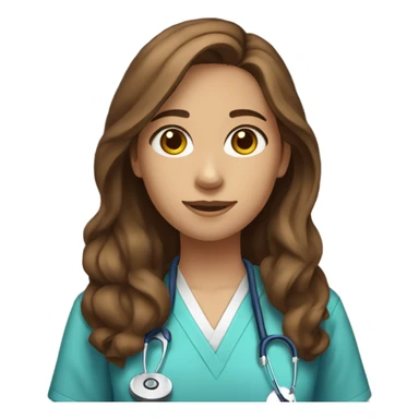 a full body medical student blue shirt 20 years old girl student tan skin, brown hair sticker