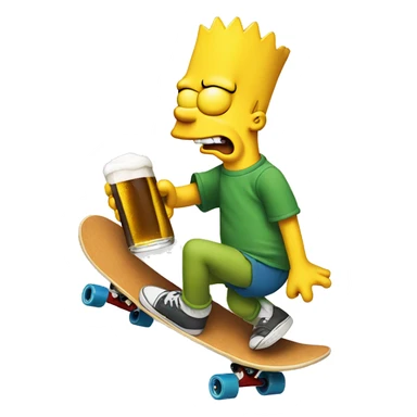 Bart Simpson riding a skateboard with a beer  sticker