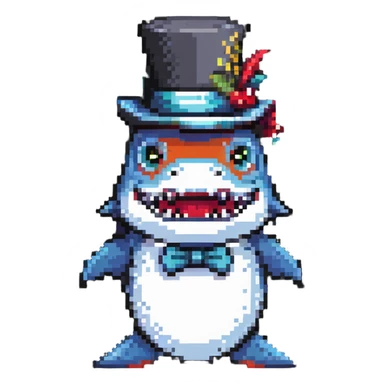 shark with a tophat front view sticker