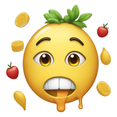 Happy tears with hungry emoji with food  sticker