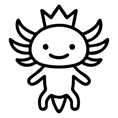 axolotl with a crown, outlined icon sticker