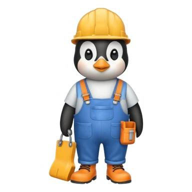 A penguin dressed as a construction worker sticker