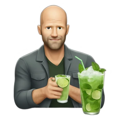 Statham with pint and  mojito sticker