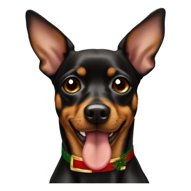 black brindle tan pinscher big ears christmas sticker