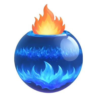 magic ball of blue sparkly fire, intense and luminous, with shimmering blue flames sticker