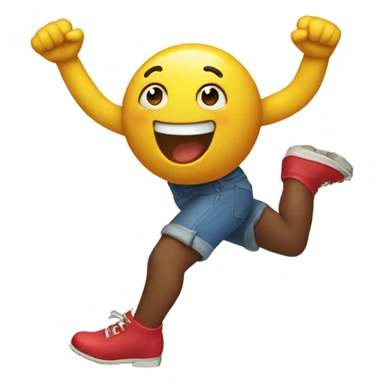 happy emoji kicking its feet sticker