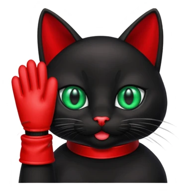 Black cat with a red glove in his mouth  sticker