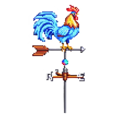 weathervane with rooster in pixel art style sticker