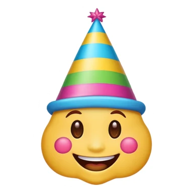 cartoon sticker of a colorful and cheerful party emoji with party hat, no text, suitable for WhatsApp and Instagram sticker