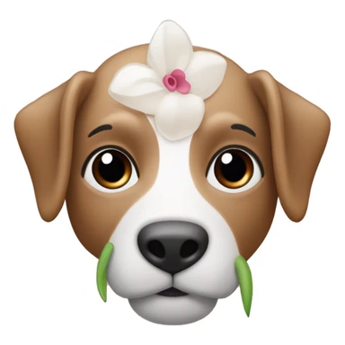 un pastore australiano con un fiocco rosa con il naso rosa e una piccola macchia marrone, tutta bianca con qualche macchia rossa e marrone chiaro  sticker