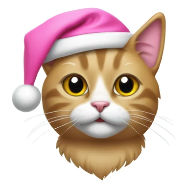 Cat with a pink Santa hat sticker