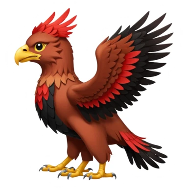 A red-brownish, white, and black gryphon, full body sticker