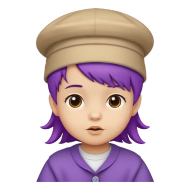 purple haired little baby with hat sticker