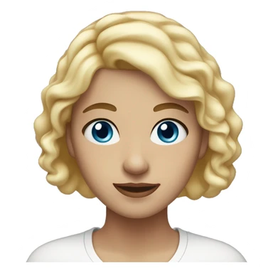 Pale 25 year old woman with blue eyes, blonde hair, and light brown eyebrows sticker