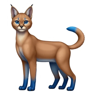 Realistic wild real life dark neon-blue caracal (full body) sticker