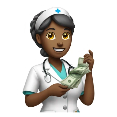 nurse with money in her hand sticker