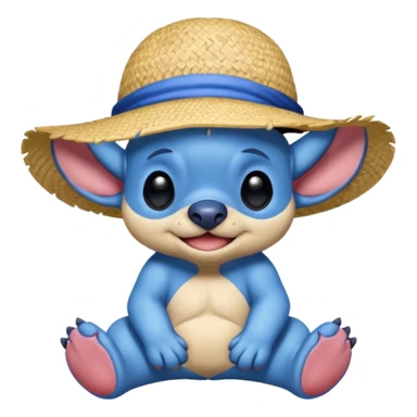 stitch qui porte un chapeau de luffy sticker