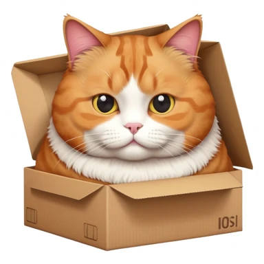 Adorable obese cat trying to fit in a small box sticker