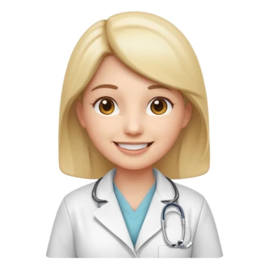  Depict a nurse in a white coat, with a light expression and the soft detail typical of modern emojis. The scene should have a clean look, with subtle shadows and smooth outlines, maintaining the 3D cartoon style used in iOS emojis. Keep it consistent with the emoji style. sticker